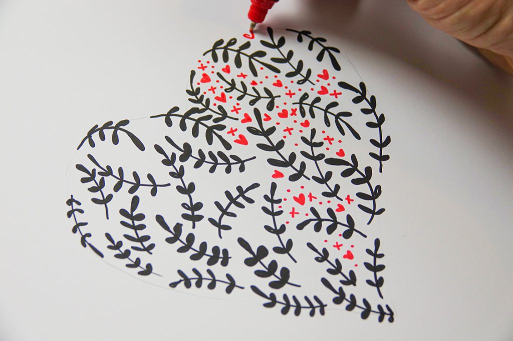 Make an illustrated patterned heart motif