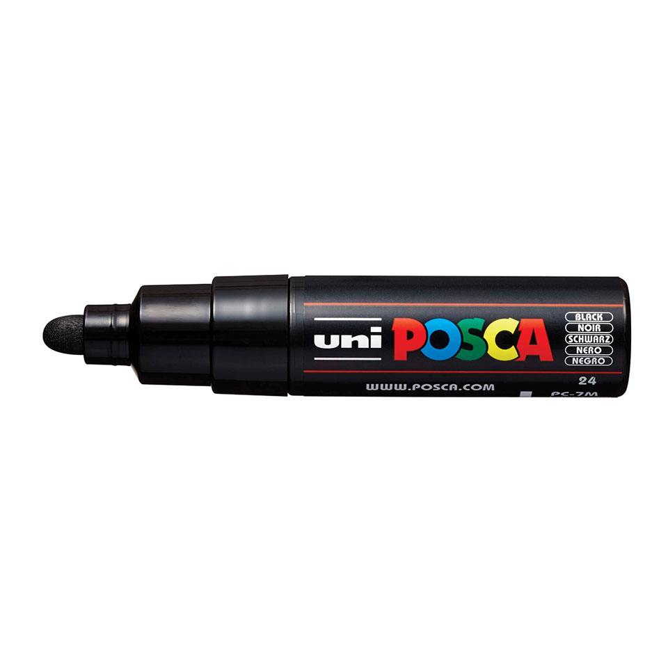 POSCA Black & White Bullet Tip - Set of 6 Pens (PC-5M, PC-7M, PC