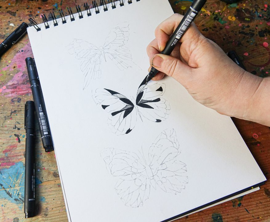 Make intricate butterfly designs with PIN pens - uni-ball