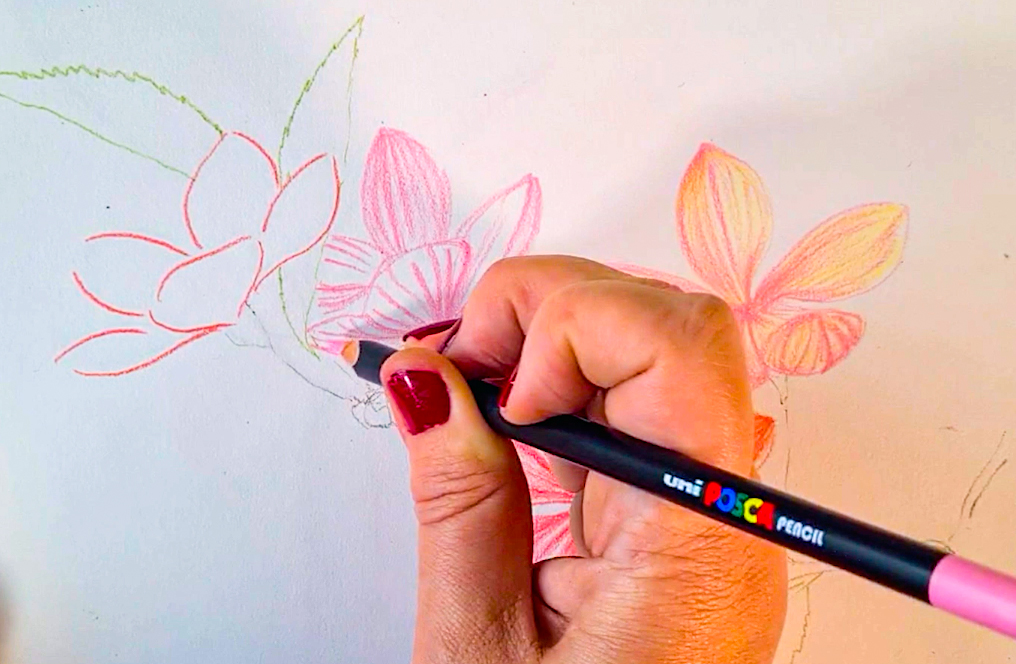 Draw delicate blossom with POSCA PENCILS