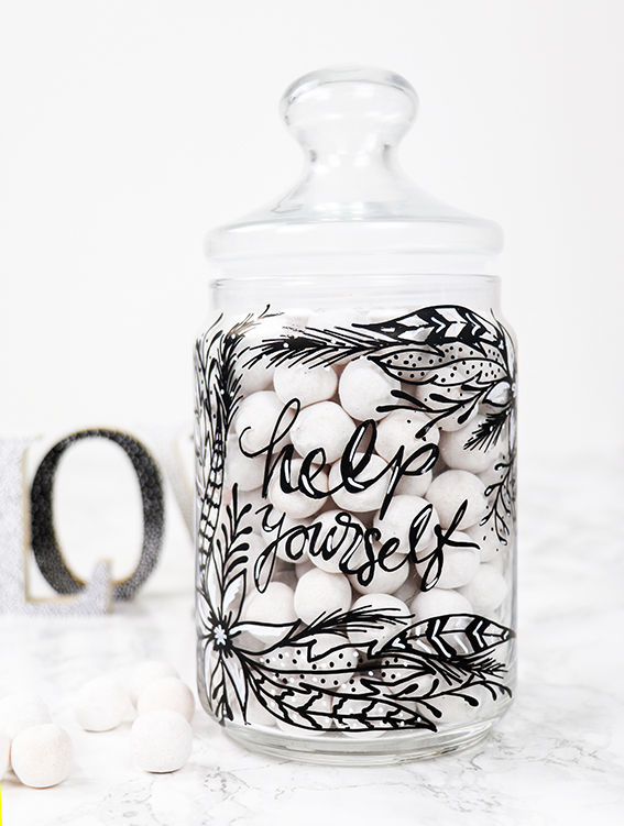 Decorate a sweet jar with a simple chalk-pen design