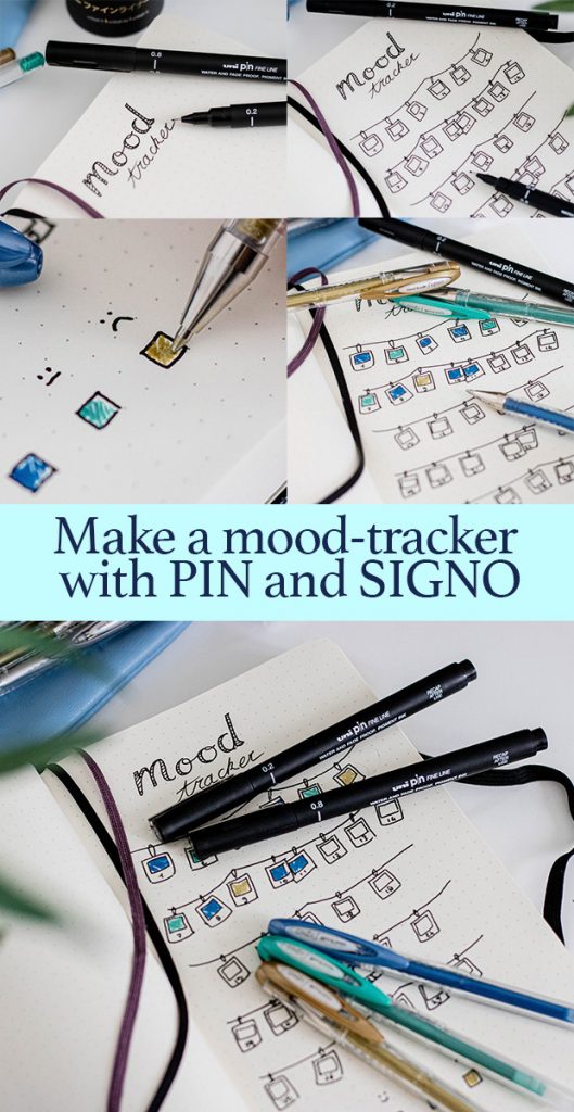 make a mood-tracker journal page with PIN and SIGNO pens