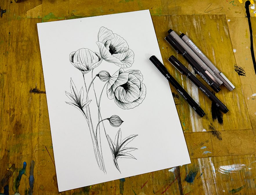 Tutorial: Poppy drawing using PIN Elegant tones pack