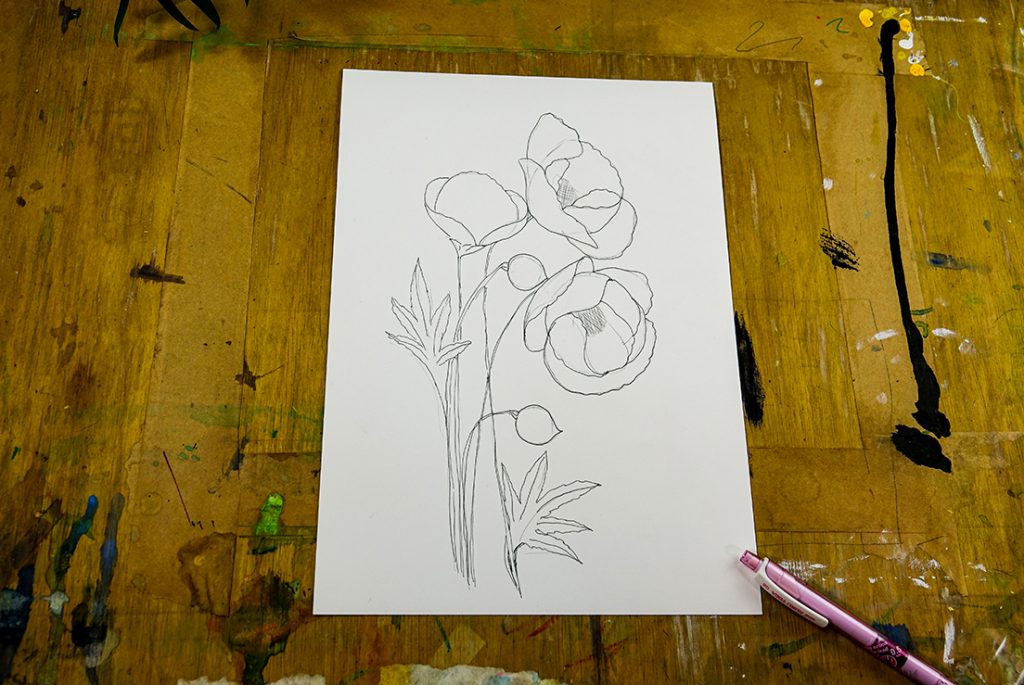 Pin poppy drawing step by step