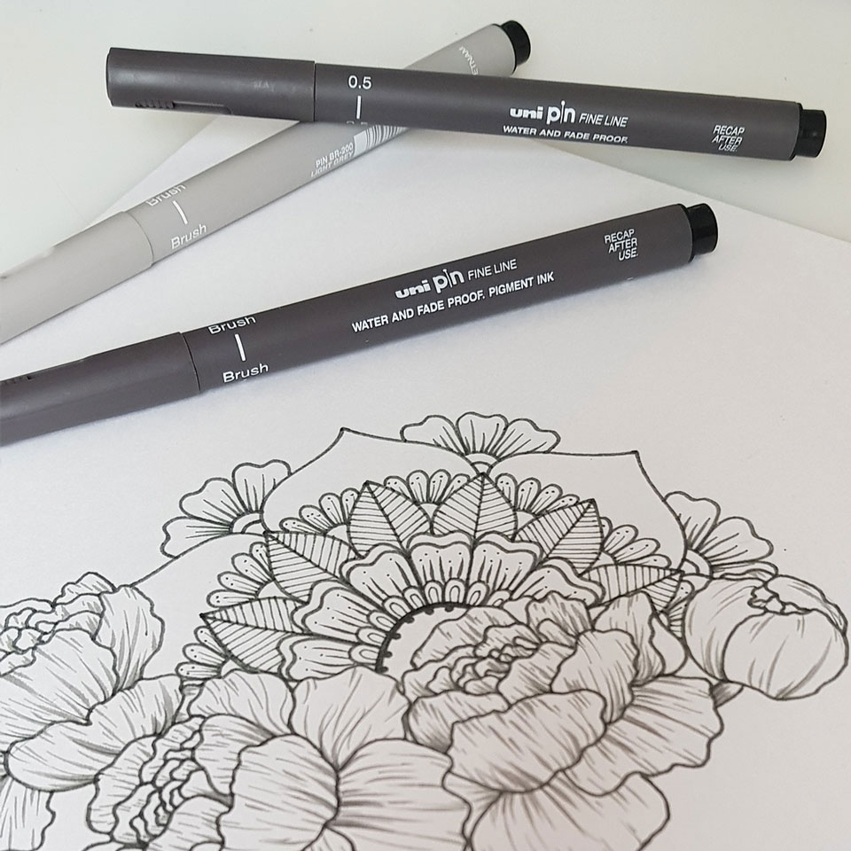 Uni-ball Artists selection 5 piece Uni-pin fineliner drawing pens