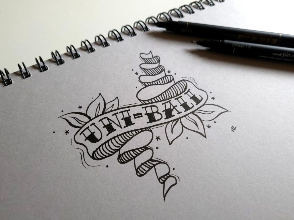 hand-lettering with PIN and art by NZ
