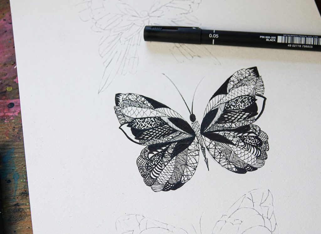 PIN butterfly zentangle drawing