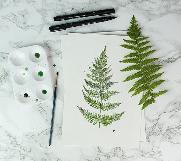 Mix PIN and watercolour, fern artwork by Ella Johnston @ellajohnstonart